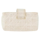 CHANEL Matelasse Pouch Coated Canvas White Silver CC Auth 180887A-3