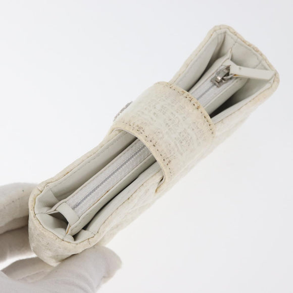 CHANEL Matelasse Pouch Coated Canvas White Silver CC Auth 180887A
