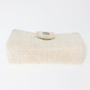 CHANEL Matelasse Pouch Coated Canvas White Silver CC Auth 180887A-7
