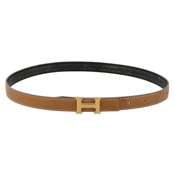 HERMES Constance Mini Belt Leder Beige Gold Auth 180888
