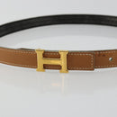 HERMES Constance Mini Belt Leder Beige Gold Auth 180888-5