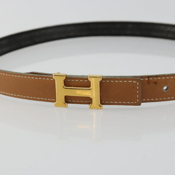 HERMES Constance Mini Belt Leder Beige Gold Auth 180888
