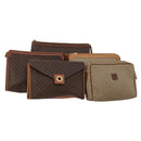 CELINE Macadam Canvas Clutch Bag PVC Leather 5 Set Brown Beige Auth 180889-1