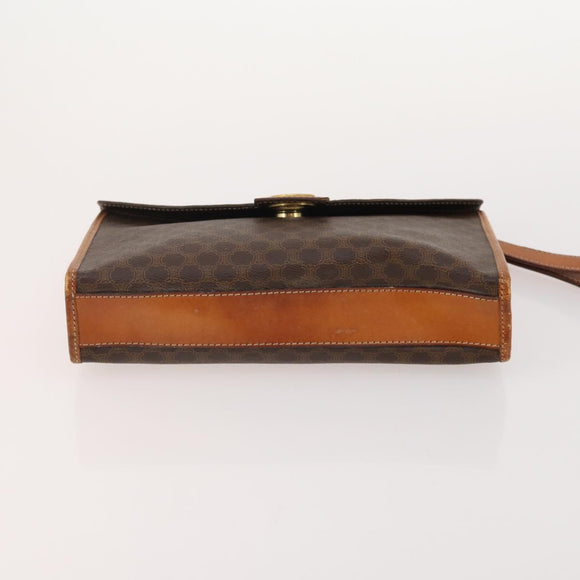 CELINE Macadam Canvas Clutch Bag PVC Leather 5 Set Brown Beige Auth 180889