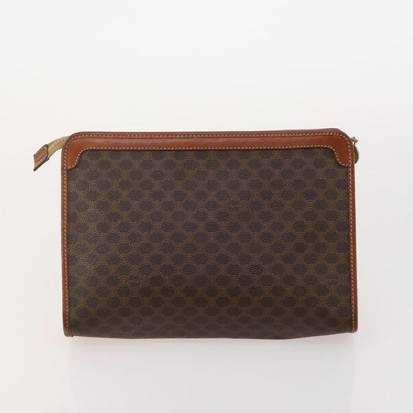 CELINE Macadam Canvas Clutch Bag PVC Leather 5 Set Brown Beige Auth 180889