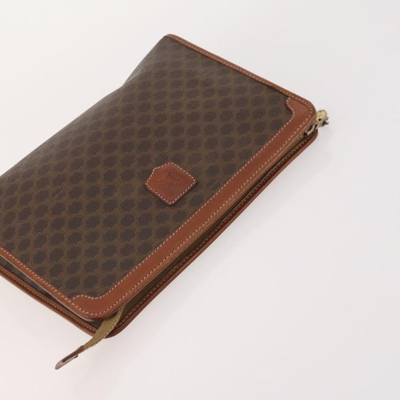 CELINE Macadam Canvas Clutch Bag PVC Leather 5 Set Brown Beige Auth 180889