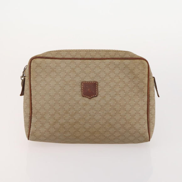 CELINE Macadam Canvas Clutch Bag PVC Leather 5 Set Brown Beige Auth 180889