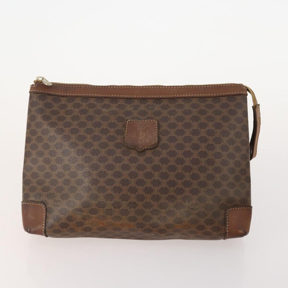 CELINE Macadam Canvas Clutch Bag PVC Leather 5 Set Brown Beige Auth 180889