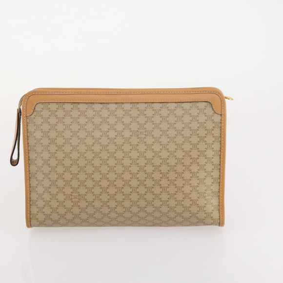 CELINE Macadam Canvas Clutch Bag PVC Leather 5 Set Brown Beige Auth 180889