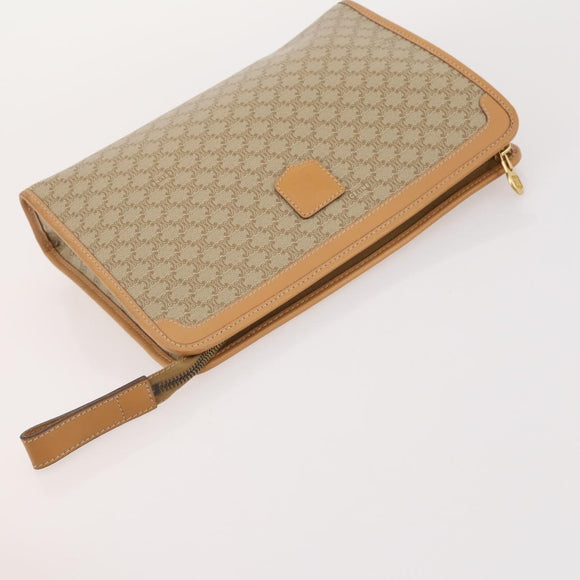 CELINE Macadam Canvas Clutch Bag PVC Leather 5 Set Brown Beige Auth 180889