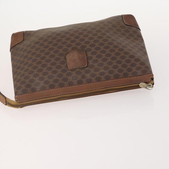 CELINE Macadam Canvas Clutch Bag PVC Leather 5 Set Brown Beige Auth 180889