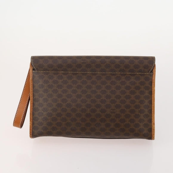 CELINE Macadam Canvas Clutch Bag PVC Leather 5 Set Brown Beige Auth 180889