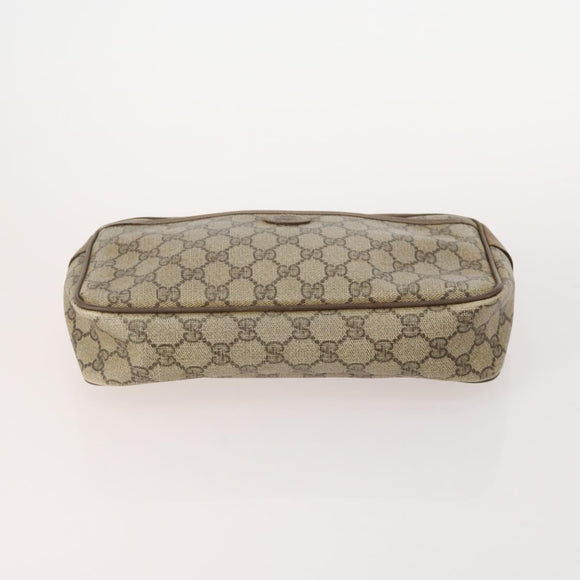 GUCCI GG Supreme Web Sherry Line Clutch Bag PVC 4 Set Beige Gold Auth 180890