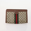 GUCCI GG Supreme Web Sherry Line Clutch Bag PVC 4 Set Beige Gold Auth 180890-14