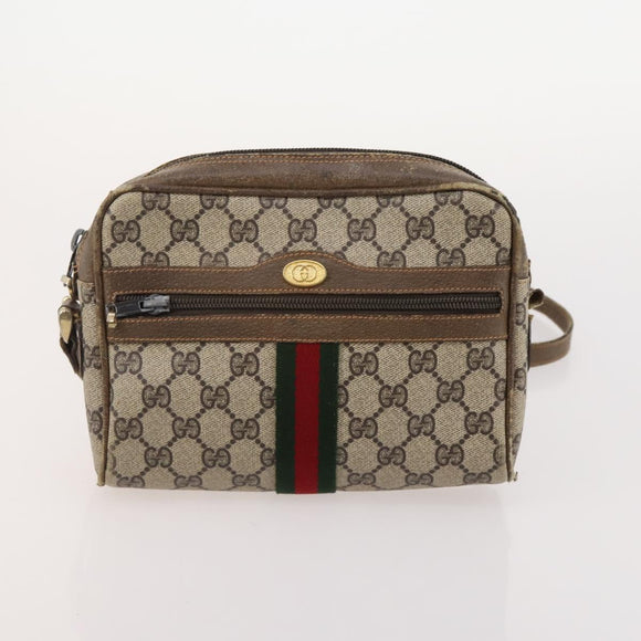 GUCCI GG Supreme Web Sherry Line Clutch Bag PVC 4 Set Beige Gold Auth 180890