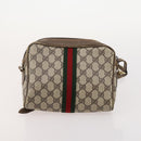 GUCCI GG Supreme Web Sherry Line Clutch Bag PVC 4 Set Beige Gold Auth 180890-21