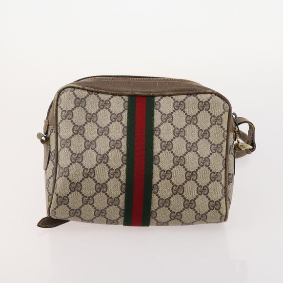 GUCCI GG Supreme Web Sherry Line Clutch Bag PVC 4 Set Beige Gold Auth 180890