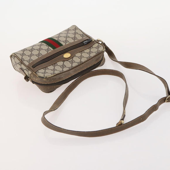 GUCCI GG Supreme Web Sherry Line Clutch Bag PVC 4 Set Beige Gold Auth 180890