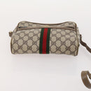 GUCCI GG Supreme Web Sherry Line Clutch Bag PVC 4 Set Beige Gold Auth 180890-25