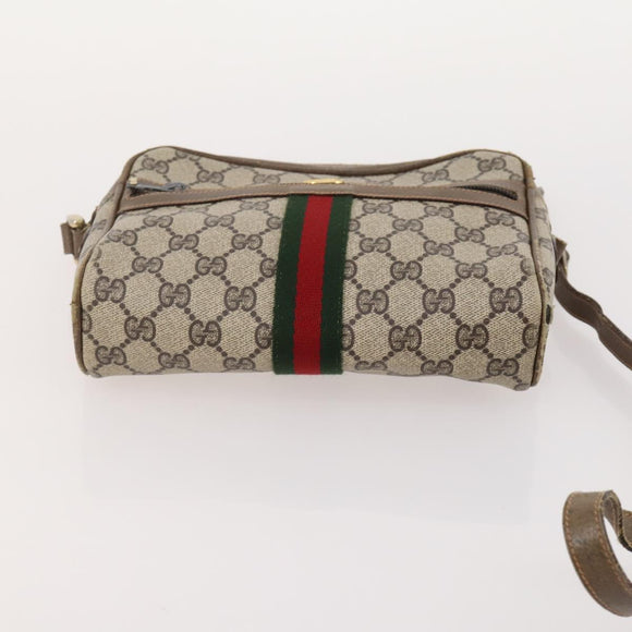 GUCCI GG Supreme Web Sherry Line Clutch Bag PVC 4 Set Beige Gold Auth 180890