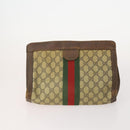 GUCCI GG Supreme Web Sherry Line Clutch Bag PVC 4 Set Beige Gold Auth 180890-3