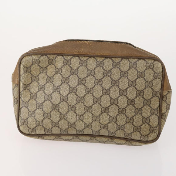 GUCCI GG Supreme Web Sherry Line Clutch Bag PVC 4 Set Beige Gold Auth 180890