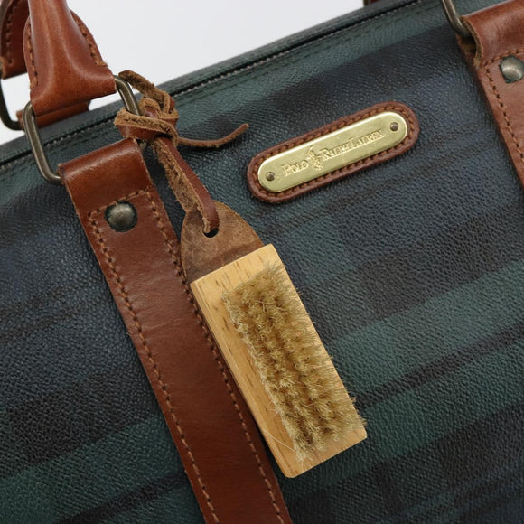 Polo Ralph Lauren Boston Bag Leather PVC Green Auth 180894A