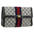 GUCCI GG Supreme Sherry Line Clutch Tas PVC Marine Goud 41 014 3087 25 Auth 180897-1