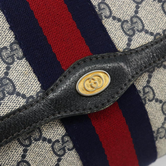 GUCCI GG Supreme Sherry Line Clutch Tas PVC Marine Goud 41 014 3087 25 Auth 180897