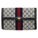 GUCCI GG Supreme Sherry Line Clutch Tas PVC Marine Goud 41 014 3087 25 Auth 180897-2