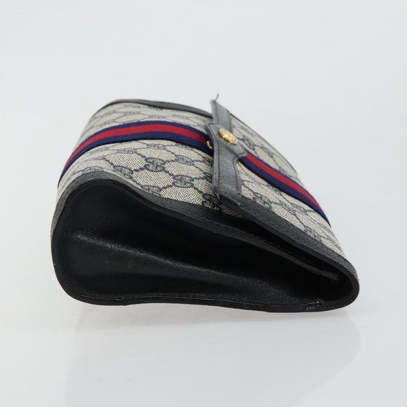 GUCCI GG Supreme Sherry Line Clutch Tas PVC Marine Goud 41 014 3087 25 Auth 180897