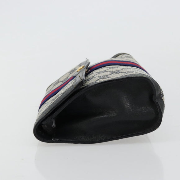 GUCCI GG Supreme Sherry Line Clutch Tas PVC Marine Goud 41 014 3087 25 Auth 180897
