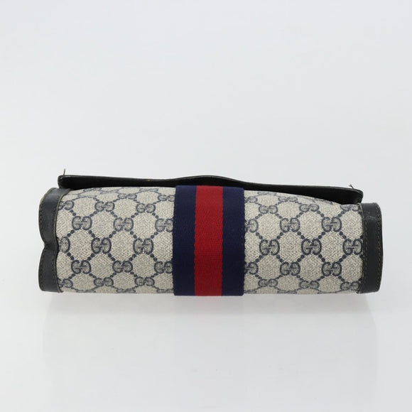 GUCCI GG Supreme Sherry Line Clutch Tas PVC Marine Goud 41 014 3087 25 Auth 180897