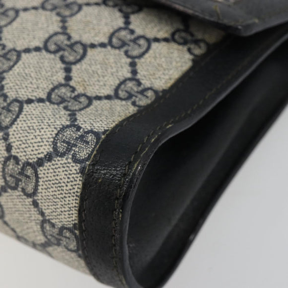 GUCCI GG Supreme Sherry Line Clutch Tas PVC Marine Goud 41 014 3087 25 Auth 180897