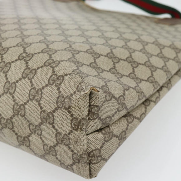 GUCCI GG Supreme Web Sherry Line Tote Bag PVC Beige Rood 39 02 003 Auth 180903