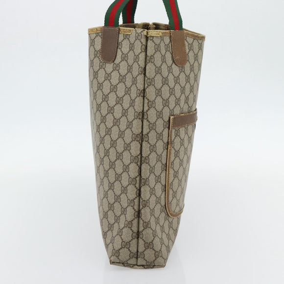 GUCCI GG Supreme Web Sherry Line Tote Bag PVC Beige Rood 39 02 003 Auth 180903