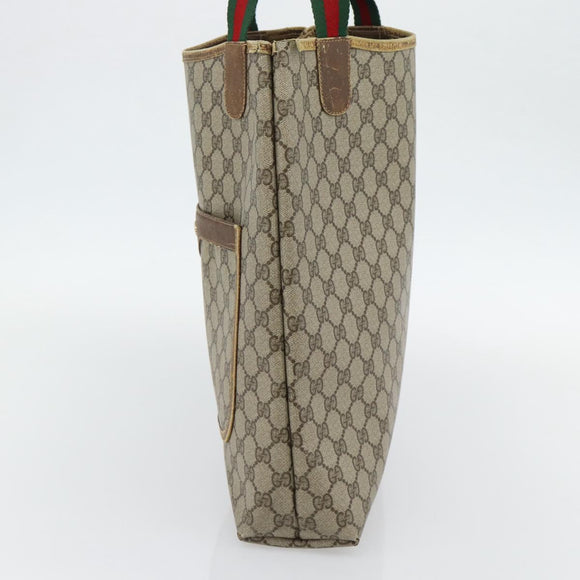 GUCCI GG Supreme Web Sherry Line Tote Bag PVC Beige Rood 39 02 003 Auth 180903