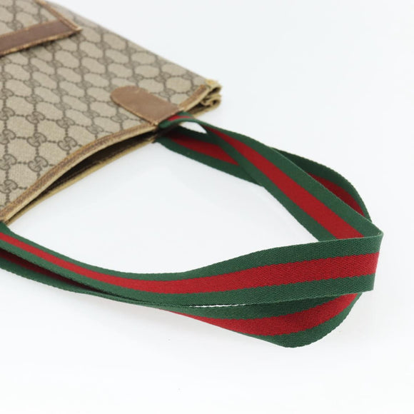 GUCCI GG Supreme Web Sherry Line Tote Bag PVC Beige Rood 39 02 003 Auth 180903