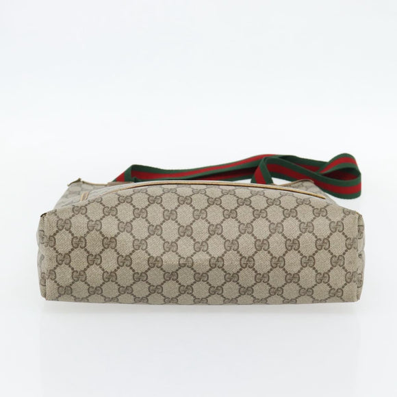 GUCCI GG Supreme Web Sherry Line Tote Bag PVC Beige Rood 39 02 003 Auth 180903