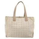 CHANEL New Travel Line Tote Bag Nylon Beige Gold CC Auth 180904-2