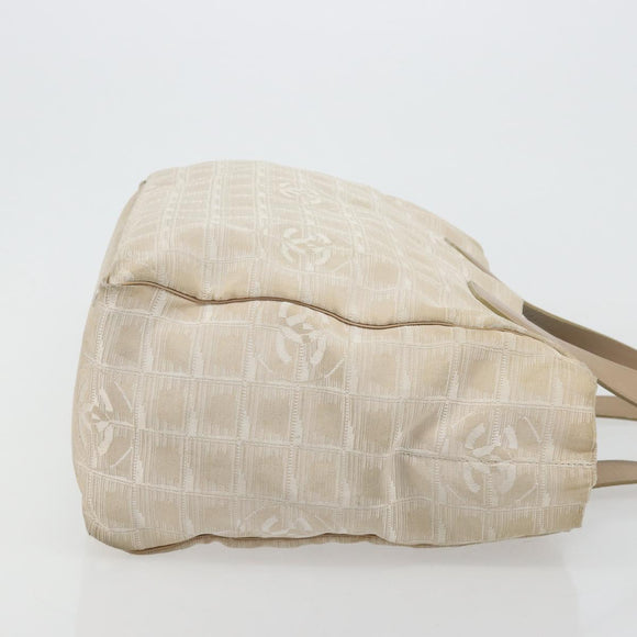 CHANEL New Travel Line Tote Bag Nylon Beige Gold CC Auth 180904