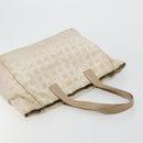 CHANEL New Travel Line Tote Bag Nylon Beige Gold CC Auth 180904-6