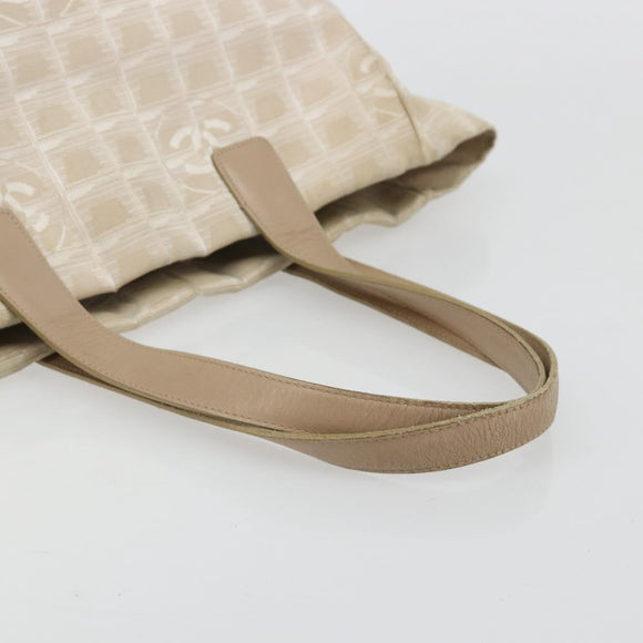 CHANEL New Travel Line Tote Bag Nylon Beige Gold CC Auth 180904
