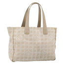 CHANEL New Travel Line Shopper Nylon Beige Goud CC Auth 180906-1