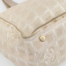 CHANEL New Travel Line Shopper Nylon Beige Goud CC Auth 180906-14