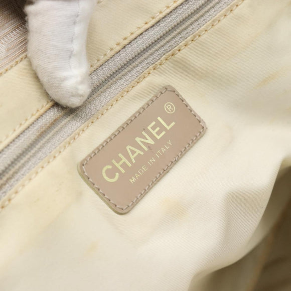 CHANEL New Travel Line Shopper Nylon Beige Goud CC Auth 180906