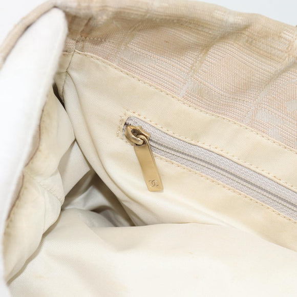 CHANEL New Travel Line Shopper Nylon Beige Goud CC Auth 180906