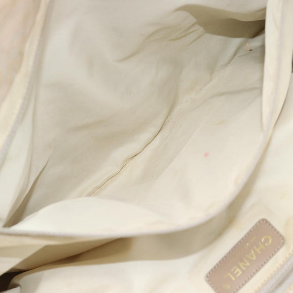 CHANEL New Travel Line Shopper Nylon Beige Goud CC Auth 180906