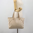 CHANEL New Travel Line Shopper Nylon Beige Goud CC Auth 180906-23
