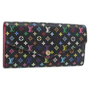 LOUIS VUITTON Monogram Multicolor Portefeiulle Sarah Black M60668 LV Auth 180911-1